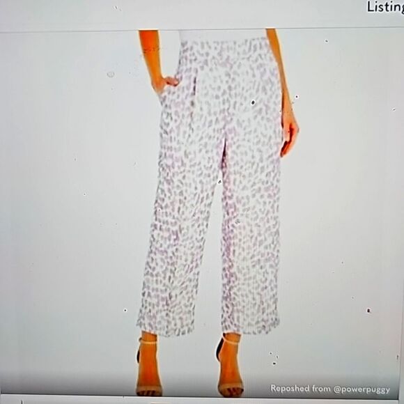 NWT J. Crew Pleated Linen Blend Pants in Lilac Giraffe Print size 8 - Picture 1 of 14
